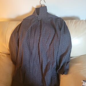 Black Mini "Floral" Button-Up Dress Shirt